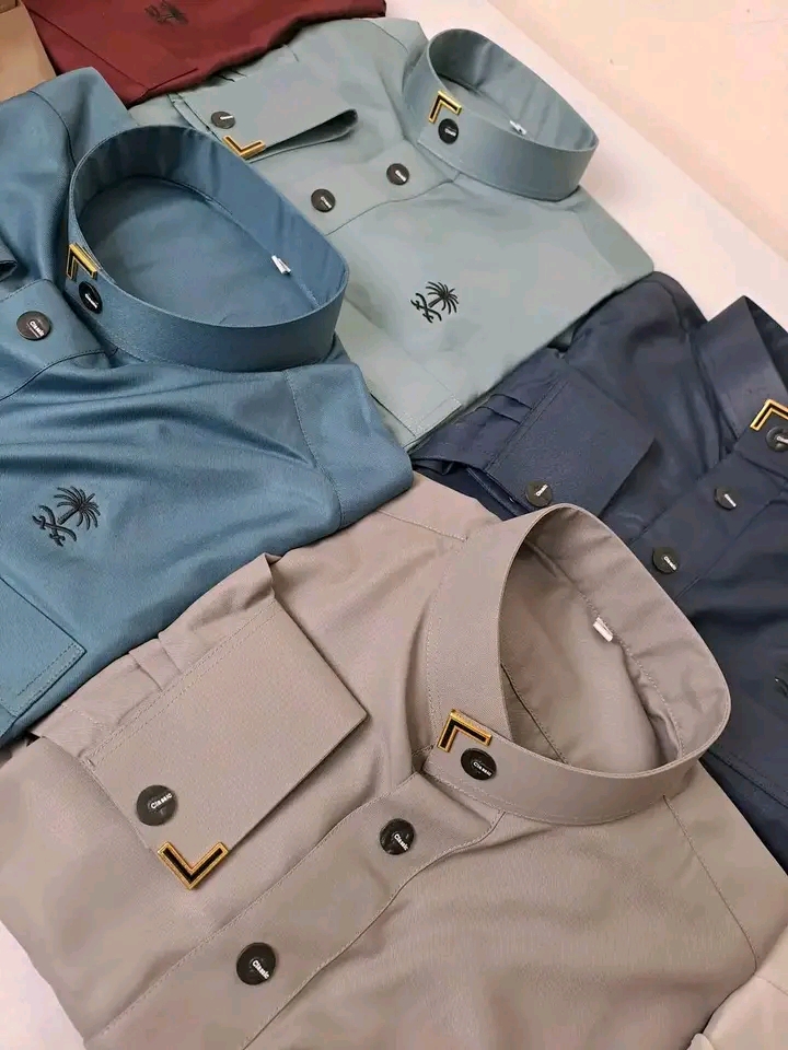 Dual-Tone Blue Gold Trim Thobe